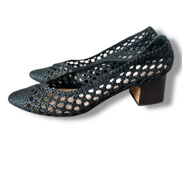 Loeffler Randall Imogene Black Woven Block-Heel Pumps Women's Size 9.5 Designer - Picture 3 of 13